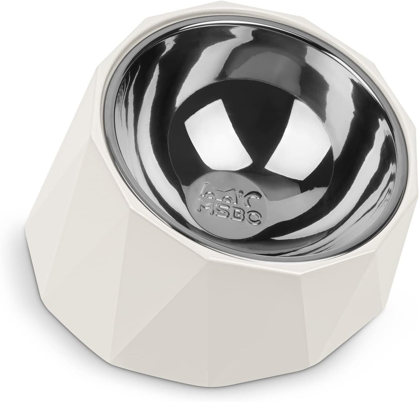 Tilted Angle Stainless Steel Dog Bowl,15°Slanted Pet Feeder for Dog and Cat, Non-Skid & Non-Spill Feeding Bowl with Detachable Melamine Stand, Food Water Dog Dish, Easier to Reach Food
