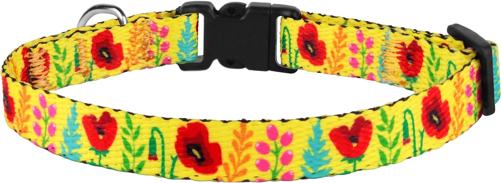 Cat Collar with Bell Floral Pattern 2 Pack Set Flower Adjustable Safety Breakaway Collars for Cats Kitten
